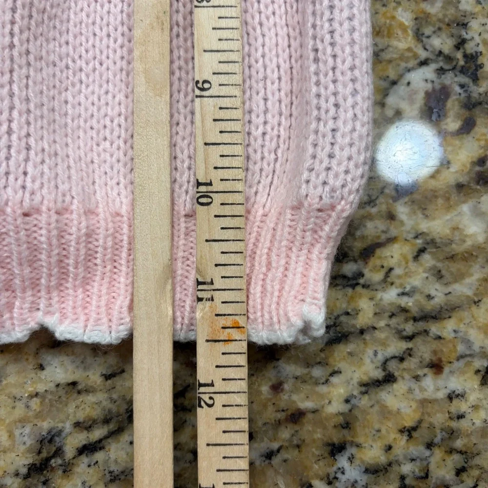 Vintage Toddler Girls Snowflake Knit Sweater Blue Pink Ruffle Neck Zip Back 2T